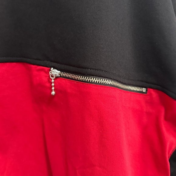 FLAN Red‎ & Black Wide Striped 1/4 Button Sweatshirt Sz XL - Picture 2 of 6